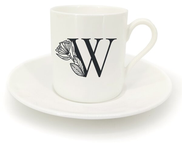 Hrnek ristretto s talířkem - monogram květy 01 W