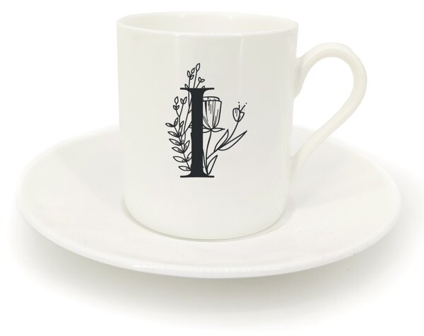 Hrnek ristretto s talířkem - monogram květy 01 I