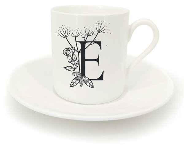 Hrnek ristretto s talířkem - monogram květy 01 E