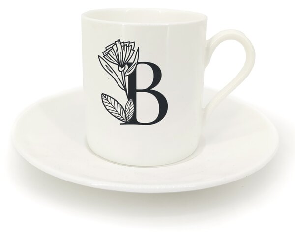 Hrnek ristretto s talířkem - monogram květy 01 B