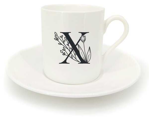 Hrnek ristretto s talířkem - monogram květy 01 X