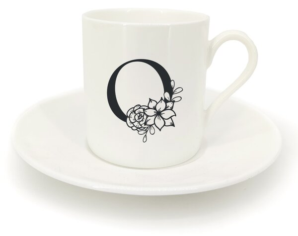 Hrnek ristretto s talířkem - monogram květy 01 O