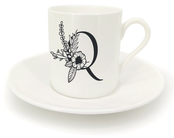 Hrnek ristretto s talířkem - monogram květy 01 Q