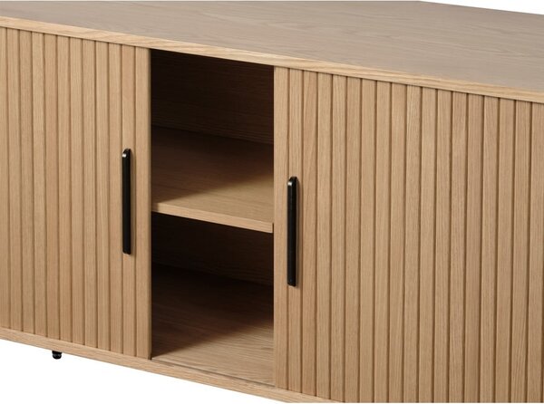 Nízká komoda v dekoru dubu s posuvnými dveřmi v přírodní barvě 76x180 cm Nola – Unique Furniture