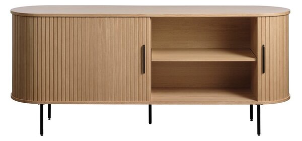 Nízká komoda v dekoru dubu s posuvnými dveřmi v přírodní barvě 76x180 cm Nola – Unique Furniture