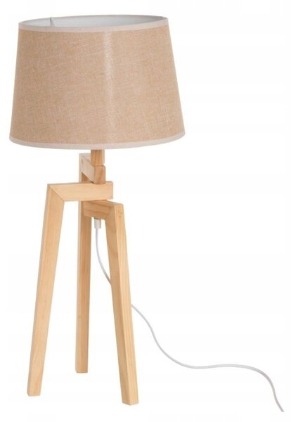 STOJACÍ LAMPA NOČNÍ DŘEVĚNÁ LAMPA DO OBÝVACÍHO POKOJE LOŽNICE 66 cm BÉŽOVÉ STÍNIDLO
