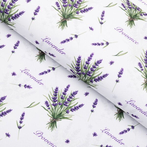 Biante Dekorační oválný ubrus Rongo RGP-508 Snítky levandulí Provence na bílém 50x100 cm