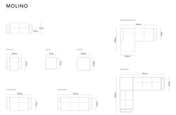 Bílá pohovka z textilie bouclé 170 cm Molino – Micadoni Home