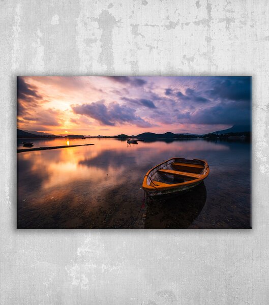 Obraz východ slunce loď jezero
