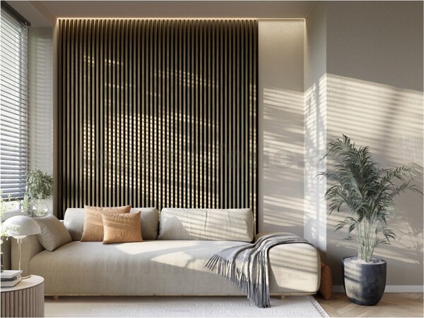 Akustické dekorační panely MAXI jackson hickory 3D lamely na filcovém podkladu 270 x 17,7 cm