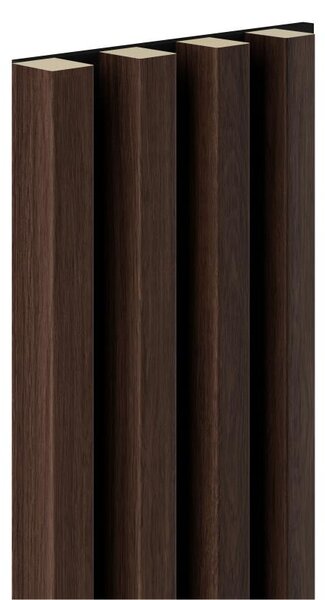Akustické dekorační panely MAXI dub tmavý 3D lamely na filcovém podkladu 270 x 17,7 cm