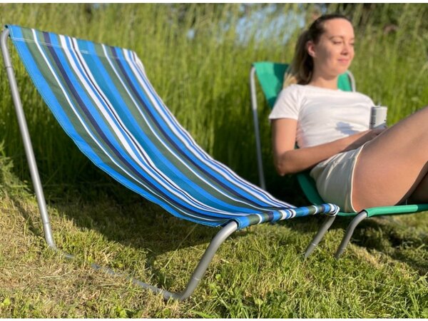 Sada 2 ks skládacích plážových lehátek SAND, modro-bílé
