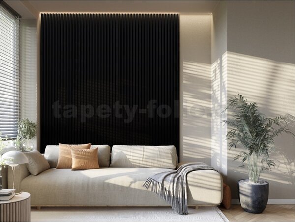 Akustické dekorační panely MAXI černý mat 3D lamely na filcovém podkladu 270 x 17,7 cm
