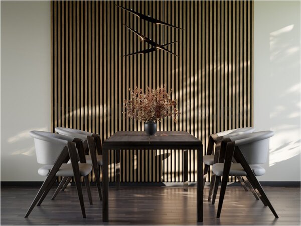 Akustické dekorační panely SLIM dub světlý 3D lamely na filcovém podkladu 270 x 30 cm