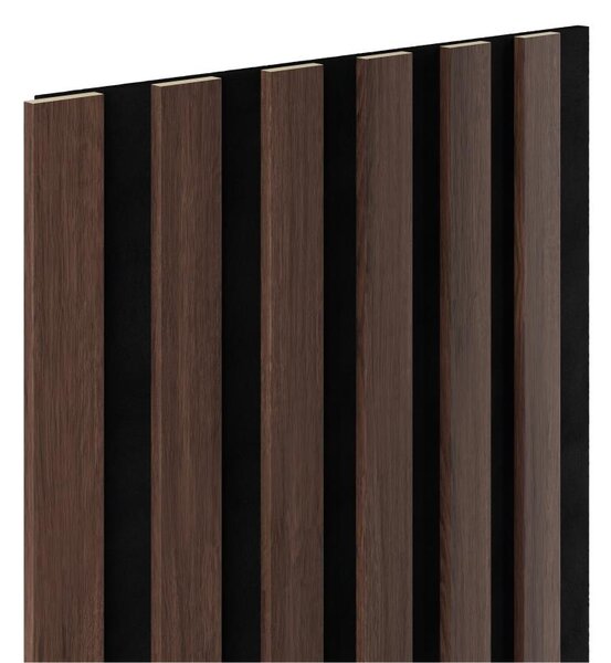Akustické dekorační panely SLIM dub tmavý 3D lamely na filcovém podkladu 270 x 30 cm
