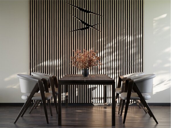 Akustické dekorační panely SLIM dub sonoma 3D lamely na filcovém podkladu 270 x 30 cm