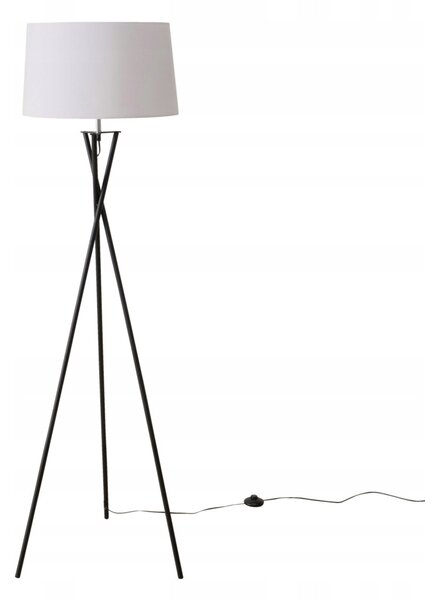 STOJACÍ LAMPA NA ČERNÉ KOVOVÉ TROJNOŽCE MODERNÍ BÍLÁ 158 X 44 CM