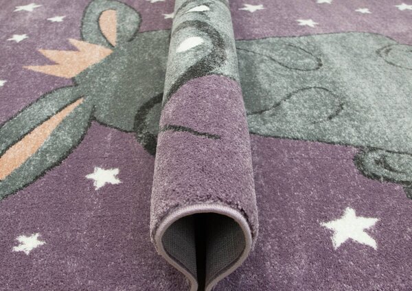 Makro Abra Dětský kusový koberec Lima 9377C Králíček Hvězdičky fialový šedý Rozměr: 100x150 cm