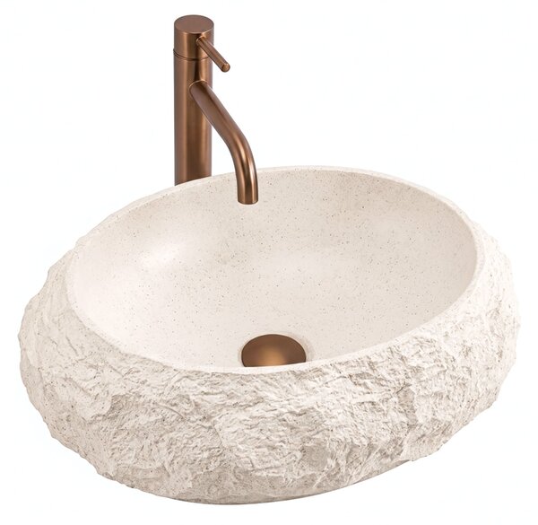 Rea Mika Warm, umyvadlo na desku 500x380x150 mm, béžová-imitace kamene, REA-U7347