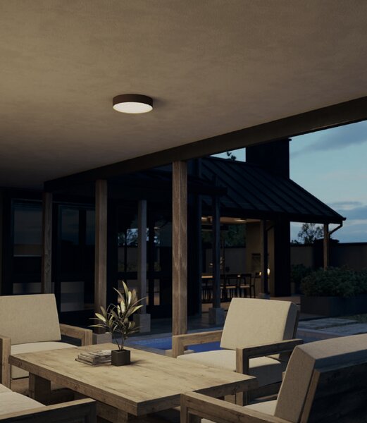 Redo Venkovní stropní LED svítidlo NOX, pr.22 cm, 21W, CCT 2700/3000K, IP65 Barva: Černá, Stmívání, řízení: ON/OFF (bez stmívání)