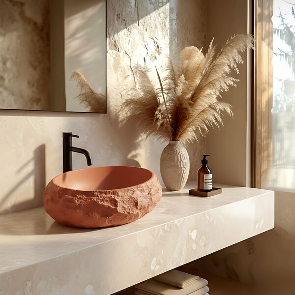 Rea Mika, umyvadlo na desku 500x380x150 mm, terracotta-imitace kamene, REA-U7349