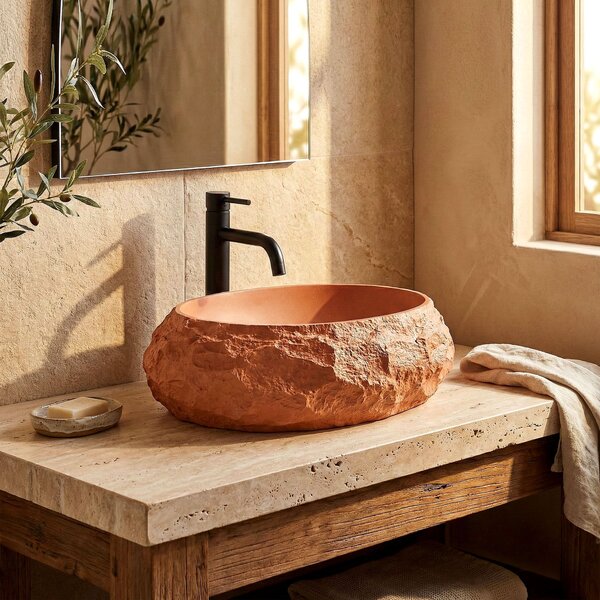Rea Mika, umyvadlo na desku 500x380x150 mm, terracotta-imitace kamene, REA-U7349