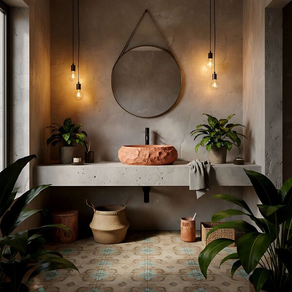 Rea Mika, umyvadlo na desku 500x380x150 mm, terracotta-imitace kamene, REA-U7349