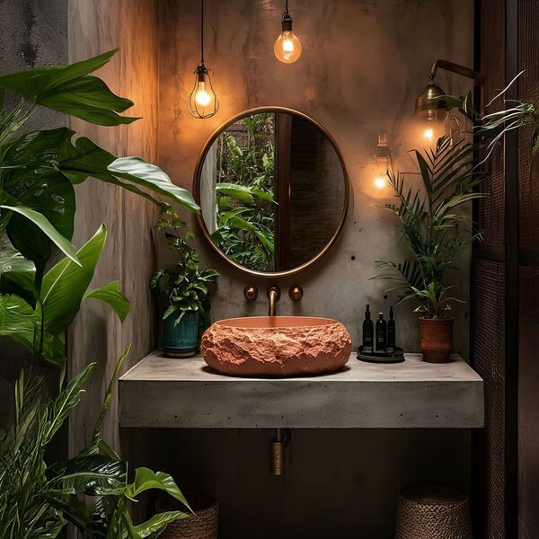 Rea Mika, umyvadlo na desku 500x380x150 mm, terracotta-imitace kamene, REA-U7349