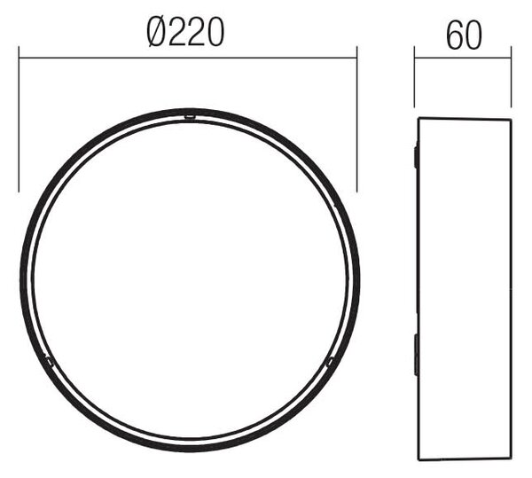 Redo Venkovní stropní LED svítidlo NOX, pr.22 cm, 21W, CCT 2700/3000K, IP65 Barva: Černá, Stmívání, řízení: ON/OFF (bez stmívání)