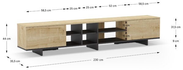 Marckeric TV stolek Cequoia 230 x 35,5 cm s dubovým dekorem
