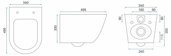 REA-C6800 - Závěsné WC s prkénkem TITO TORNADO RIMLESS keramika/bílá