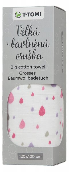 T-TOMI Velká bavlněná TETRA osuška Pink drops