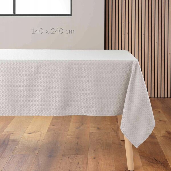 UBRUS NA STŮL BÉŽOVÝ S JEMNÝM GEOMETRICKÝM VZOREM ARTEA 140 X 240 CM