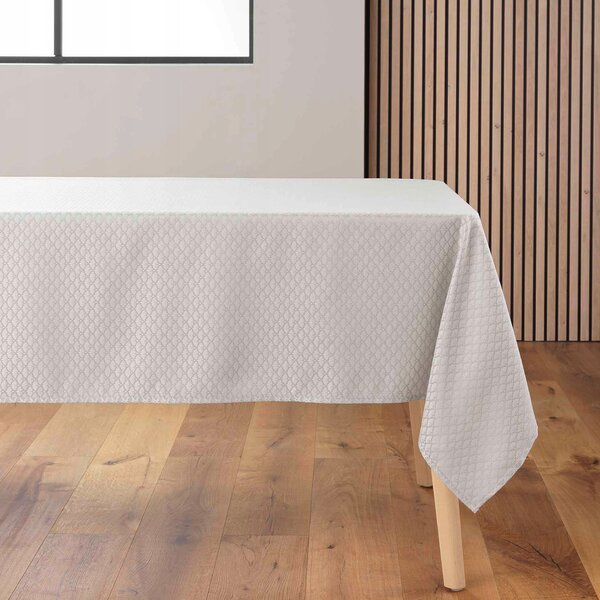 UBRUS NA STŮL BÉŽOVÝ S JEMNÝM GEOMETRICKÝM VZOREM ARTEA 140 X 240 CM