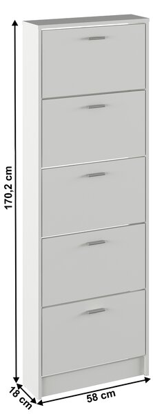 KONDELA Botník, 5-řadý, bílá, MOBI 15