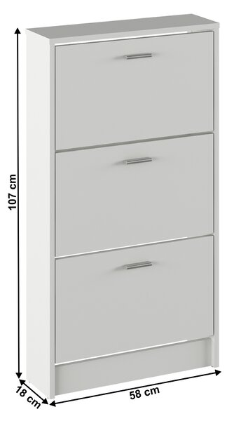 KONDELA Botník, 3-řadý, bílá, MOBI 13