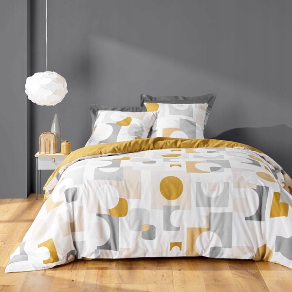 POVLEČENÍ PRO DVA ŽLUTÉ S GEOMETRICKÝM VZOREM 240 X 220 CM GEOMELO