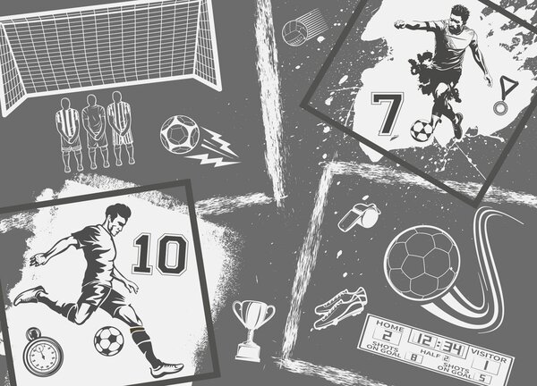 Fototapeta Fotbalová akce v černobílém stylu, Fotbalové fototapety, Populární fototapety, w03122v1 - Tapeko.co.cz