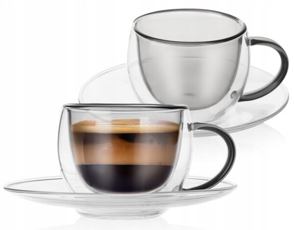 Termohrnky s podšálkem na espresso DOUBLE 90ml 2 ks ORION