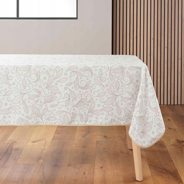 UBRUS NA STŮL BÉŽOVÝ SE ZDOBENÍM S LESKEM OBDÉLNÍKOVÝ LEYA 145 X 240 CM