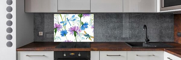 Panel do kuchyně Květiny a vážky pksh-98370338