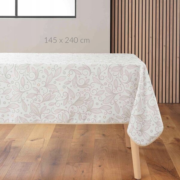 UBRUS NA STŮL BÉŽOVÝ SE ZDOBENÍM S LESKEM OBDÉLNÍKOVÝ LEYA 145 X 240 CM