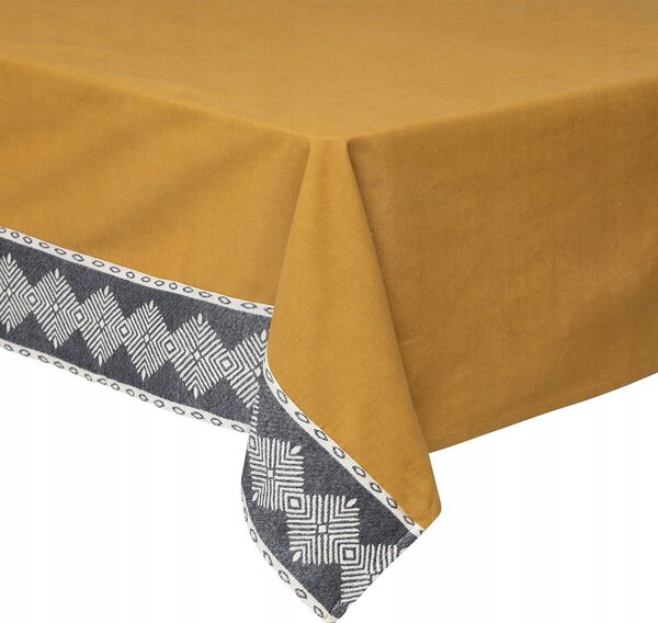 BAVLNĚNÝ UBRUS OBDÉLNÍKOVÝ ŽLUTÝ OKR 150 x 250 cm + 6 UBROUSKŮ