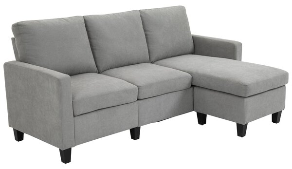 HOMCOM Rohová sedací souprava pro 3 osoby s reverzibilním chaise - levá nebo pravá strana do obývacího pokoje, kanceláře, bytu, polyesterová látka 197