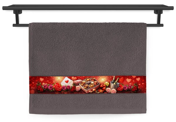 Ručník Veba RUJANA tisk Sváteční chvíle tmavá hnědá Velikost: 30x50 cm