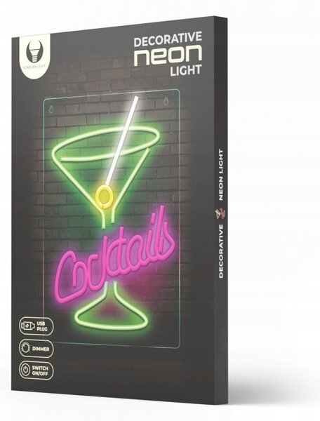 Neon PLEXI LED nápis koktejlů růžový, zelený LED koktejl Forever