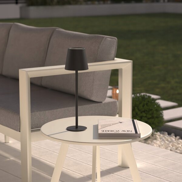 VENKOVNÍ LAMPA NA ZAHRADU TERASU BEZDRÁTOVÁ NA USB 37 cm ČERNÁ KOVOVÁ