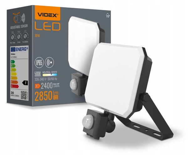 LED reflektor Videx 30W 2850lm IP65 s pohybovým senzorem