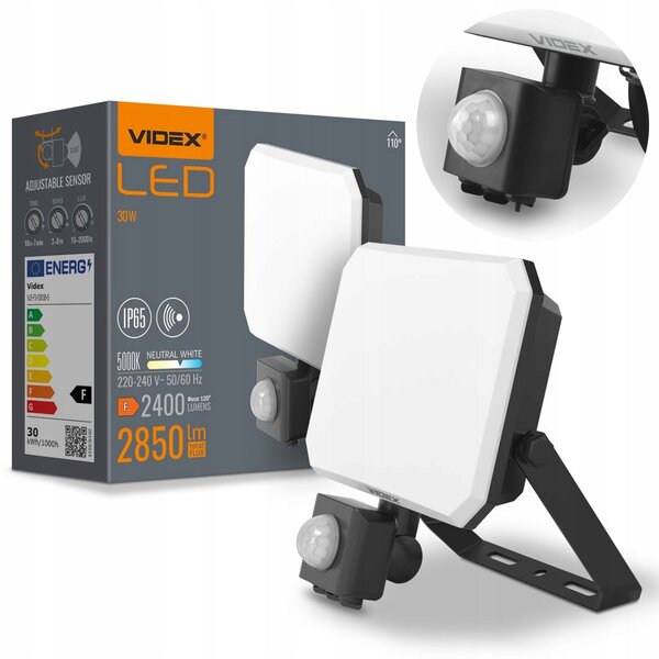 LED reflektor Videx 30W 2850lm IP65 s pohybovým senzorem