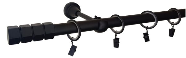 Kovovégarnýže.cz Garnýž Craft elegance 19 mm černá matná Varianta jednořadá nebo dvouřadá: Jednořadá, Délka: 120 cm, Uchycení látky: Kroužky s žabkou